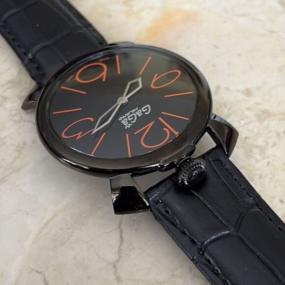 GaGa MILANO Manuale Thin 46mm 5092 Black Dial Quartz Analog Watch - Picture 5 of 10